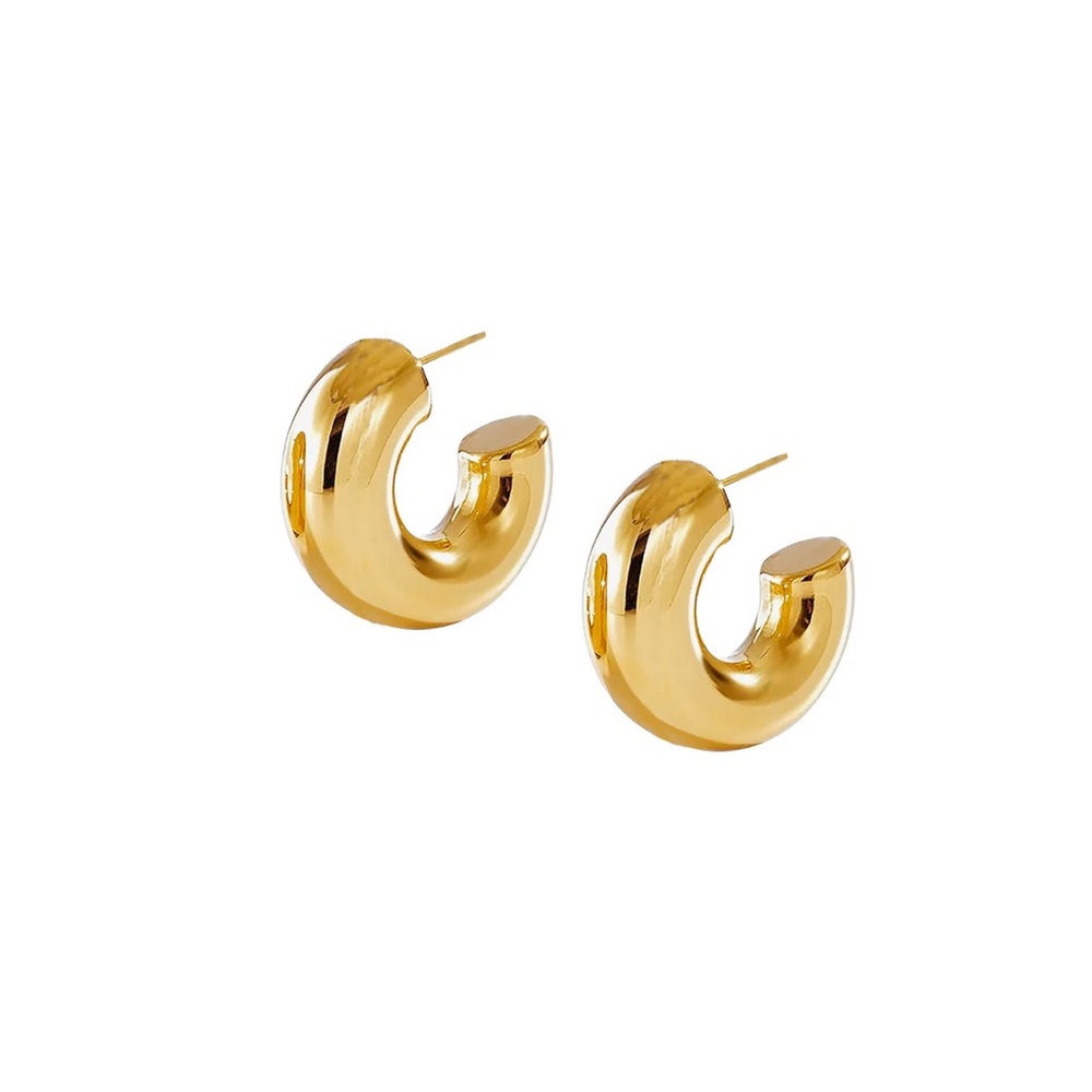 NIB Maggie Villamaria Medium Chubby Hoop Earrings in Gold new with box